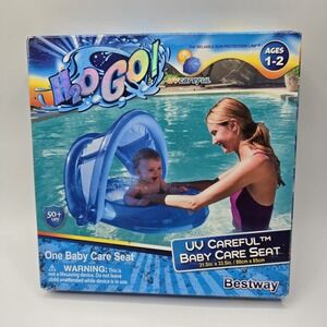 H2O GO Inflatable UV Pink Baby Pool Float w/ Detachable Sunshade Hood BRAND NEW